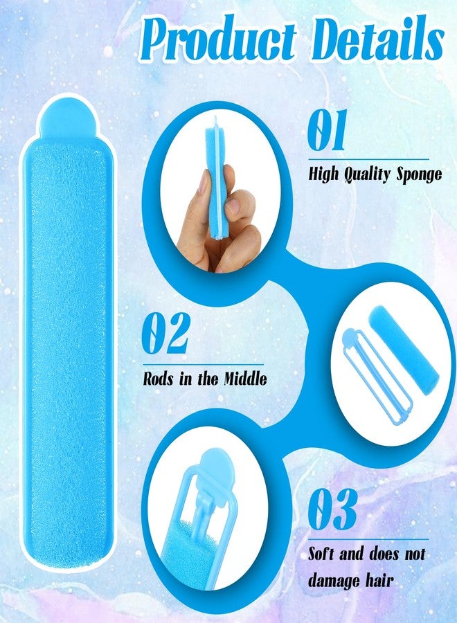 oruola مجموعة أورولا المكونة من 28 قطعة من بكرات الشعر الإسفنجية، بكرات شعر إسفنجية، 2.67 بوصة، بكرات شعر بدون حرارة لتصفيف الشعر الطويل والقصير للسيدات والأطفال، لون أزرق - Image 5